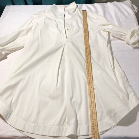 Lafayette 148 womens M white pullover shirt dress tunic toggle sleeves pockets - Picture 5 of 12
